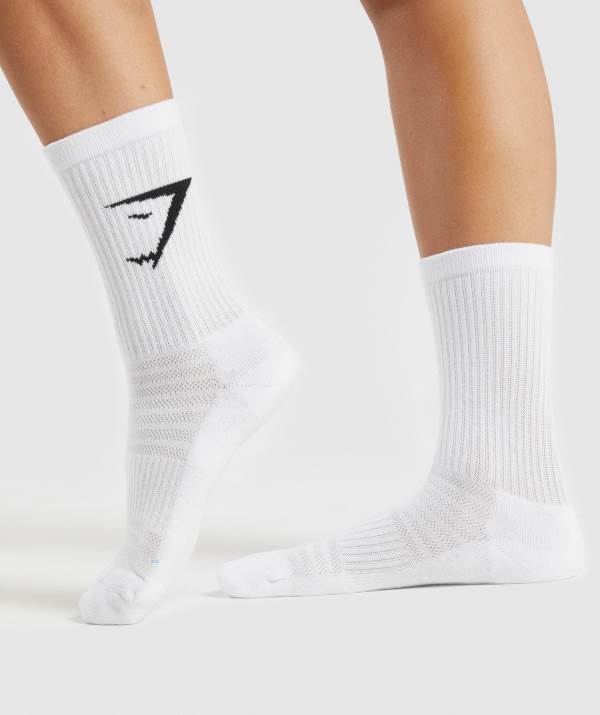 Panske Ponozky Gymshark Crew 3pk Biele | HQ4928571